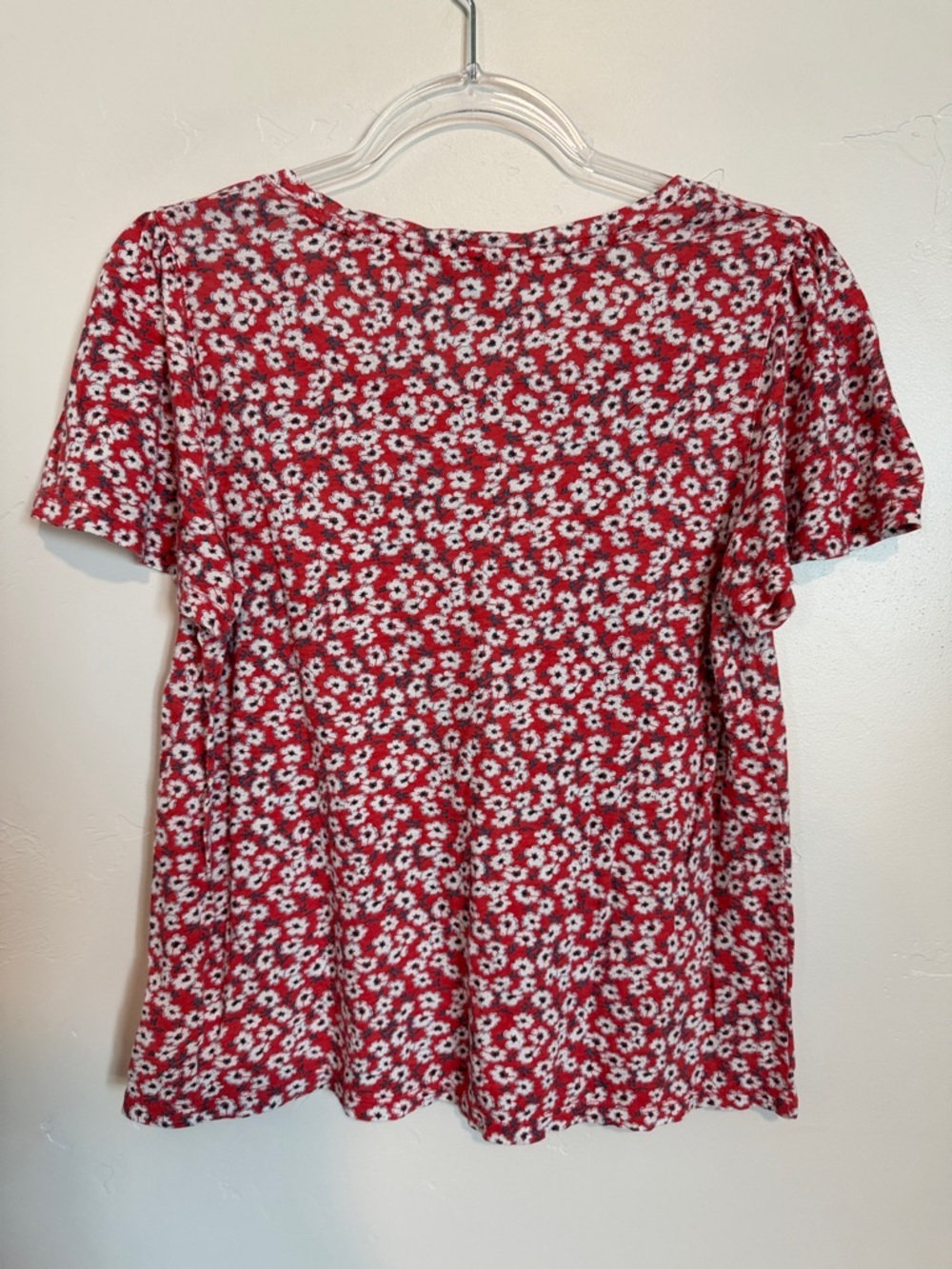 Lucky Brand Red Floral Tee Soft Cotton Modal Short Sleeve Top Size S - Picture 7 of 10
